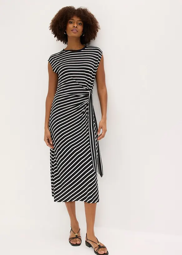 Robe en jersey drap&eacute;e, bonprix