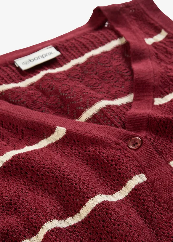 Gilet sans manches en maille ajour&eacute;e avec lin, bonprix