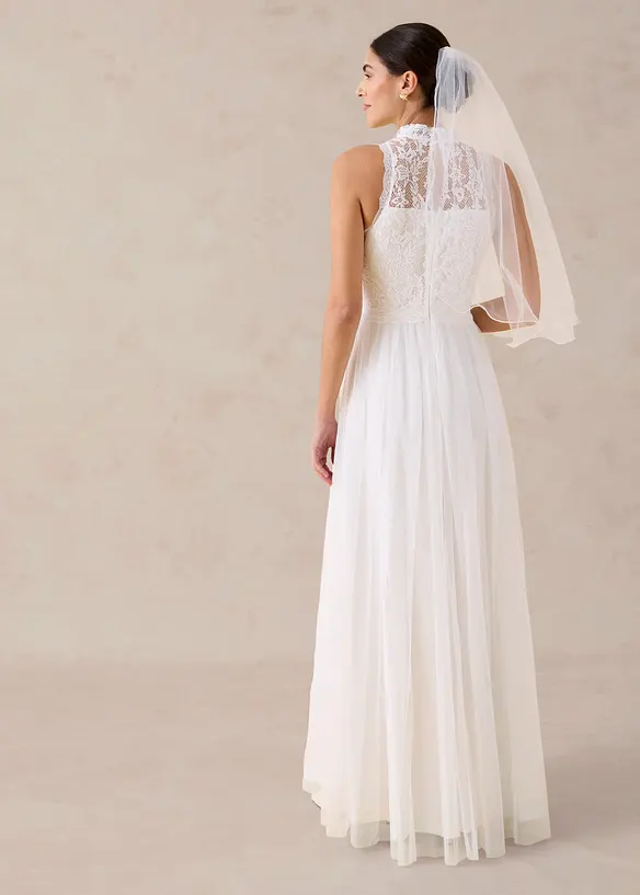 Robe de mari&eacute;e en tulle et dentelle, bonprix