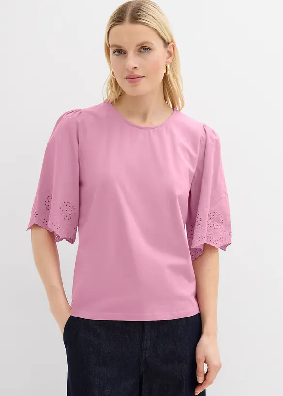 T-shirt &agrave; broderie anglaise, bonprix