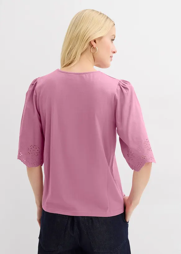 T-shirt &agrave; broderie anglaise, bonprix