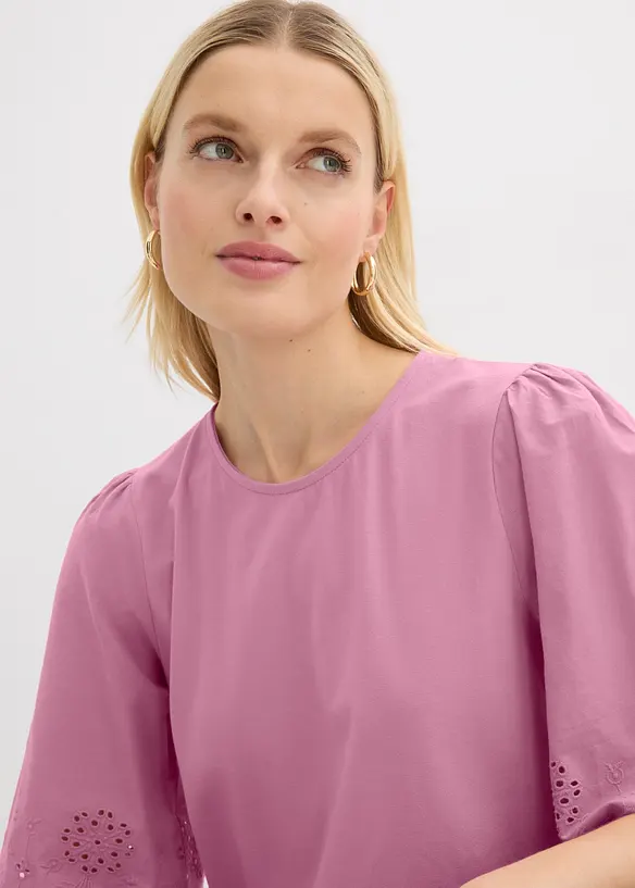 T-shirt &agrave; broderie anglaise, bonprix