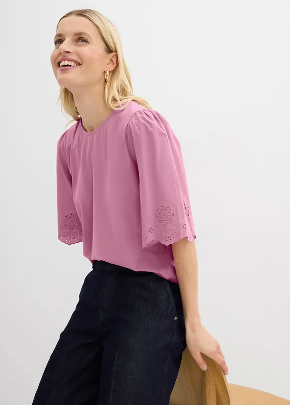 T-shirt &agrave; broderie anglaise, bonprix