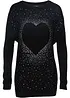 Pull long avec application cœur en strass, bonprix