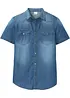 Chemise manches courtes slim en jean, 100% coton, bonprix