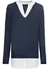 Pull en fine maille avec empiècement chemisier, bonprix