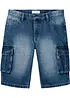 Bermuda cargo long en jean, loose, bonprix