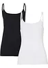 Lot de 2 tops à fines bretelles 100% coton, bonprix