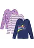 Lot de 3 T-shirts manches longues 100% coton, bonprix