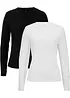 Lot de 2 T-shirts manches longues en coton extensible, bonprix