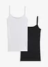Lot de 2 tops à fines bretelles 100% coton, bonprix