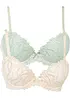 Lot de 2 soutiens-gorge à coques et broderies, bonprix