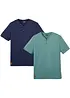 Lot de 2 T-shirts col tunisien 100 % coton, bonprix
