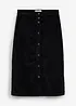 Jupe midi extensible en velours côtelé avec patte de boutonnage, bonprix