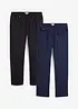 Lot de 2 pantalons droits à taille élastiquée, Regular, bonprix