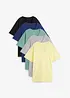 Lot de 5 T-shirts longs et amples à col V, bonprix