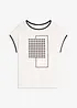 T-shirt à imprimé placé et passepoil contrastant, bonprix