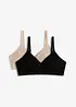 Lot de 2 soutiens-gorge bralette coton rembourrés sans armatures, bonprix