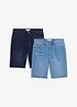 Lot de 2 bermudas en molleton effet jean, slim, bonprix