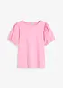 T-shirt en jersey avec manches bouffantes en popeline de coton, bonprix