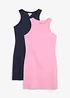 Lot de 2 robes à bretelles en interlock 100% coton, bonprix
