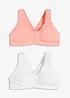 Lot de 2 soutiens-gorge coton sans armatures, fermeture devant, bonprix