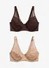 Lot de 2 soutiens-gorge avec effet brillant, bonprix