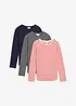 Lot de 3 T-shirts manches longues 100% coton, bonprix