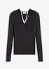 Pull côtelé effet superposé, viscose majoritaire, bonprix