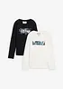 Lot de 2 T-shirts manches longues 100% coton, bonprix