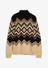 Pull col roulé doux à motif ikat, bonprix