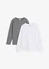 Lot de 2 T-shirts manches longues en coton doux, bonprix