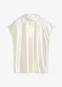 Blouse sans manches en satin, col légèrement montant, bonprix