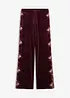 Pantalon large en velours doux avec empiècement dentelle, bonprix
