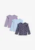 Lot de 3 T-shirts manches longues 100% coton, bonprix