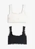 Lot de 2 brassières coton avec dentelle, bonprix