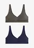 Lot de 2 soutiens-gorge bralette coton sans armatures, bonprix