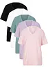 Lot de 5 T-shirts longs et amples à col V, bonprix