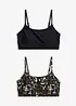 Lot de 2 hauts de bikini bustier, uni et imprimé, bonprix