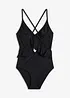 Maillot 1 pièce à découpe et volants, bonprix
