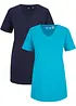 Lot de 2 T-shirts longs col V, bonprix