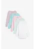 Lot de 5 T-shirts longs à col rond, manches longues, bonprix