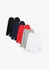 Lot de 5 T-shirts longs à col rond, manches longues, bonprix