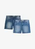 Lot de 2 shorts en jean slim, taille mi-haute, bonprix