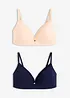 Lot de 2 soutiens-gorge à coques sans armatures, bonprix