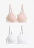 Lot de 2 soutiens-gorge coton à coques sans armature, bonprix