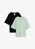 Lot de 2 T-shirts amples en fil flammé 100% coton, bonprix