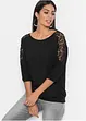 T-shirt oversize en viscose extensible et dentelle, bonprix