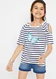 Lot de 2 T-shirts fille avec épaules découpées, bonprix