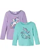 Lot de 2 t-shirts manches longues fille en coton, bonprix